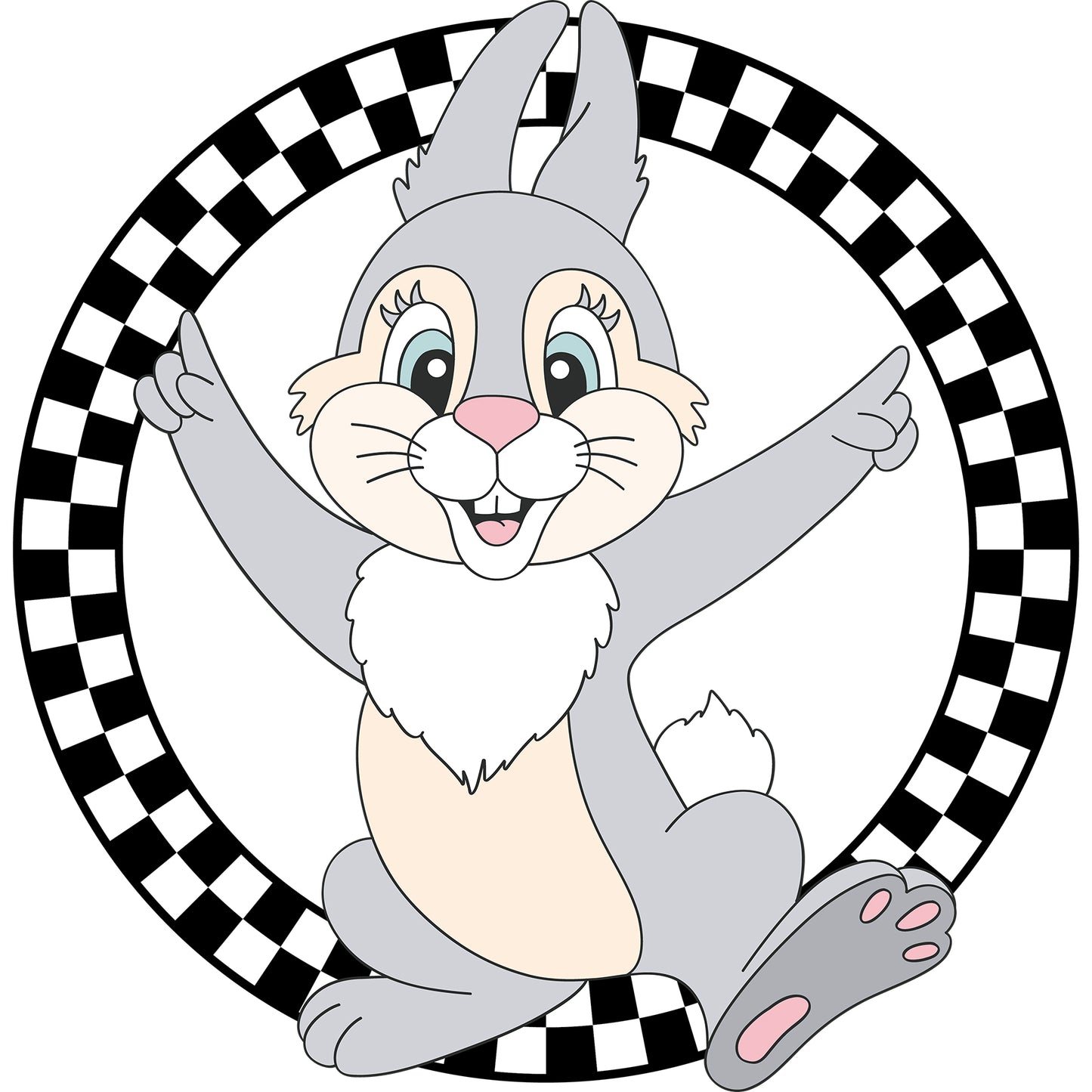 Bunny Checkered Circle - DTF Transfer