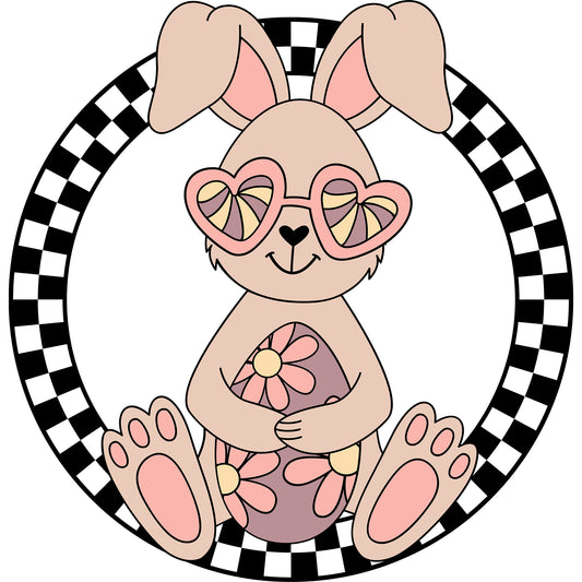 Checkered Circle Bunny - DTF Transfer