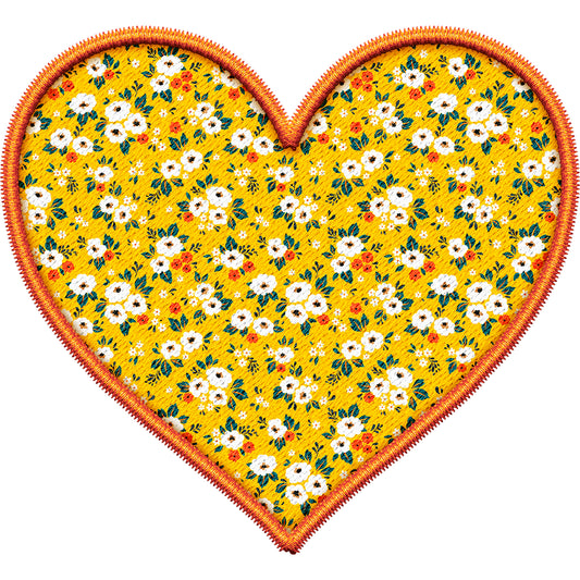 Floral Heart Orange - DTF Transfer