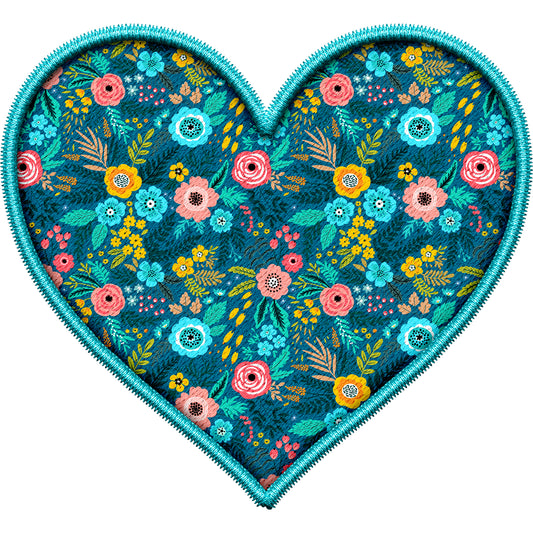 Floral Heart Teal - DTF Transfer