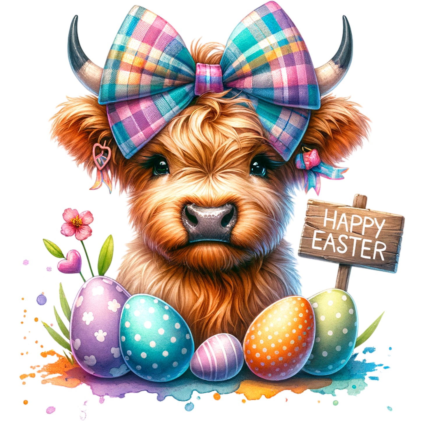 Happy Easter Highland Cow - DTF Transfer