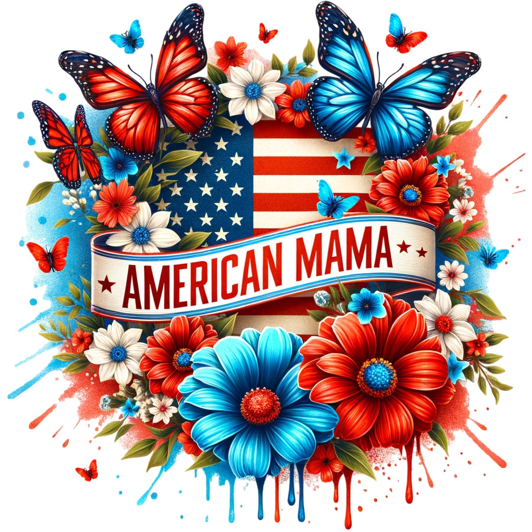 American Mama Floral - DTF Transfer - SnappyDTF.com