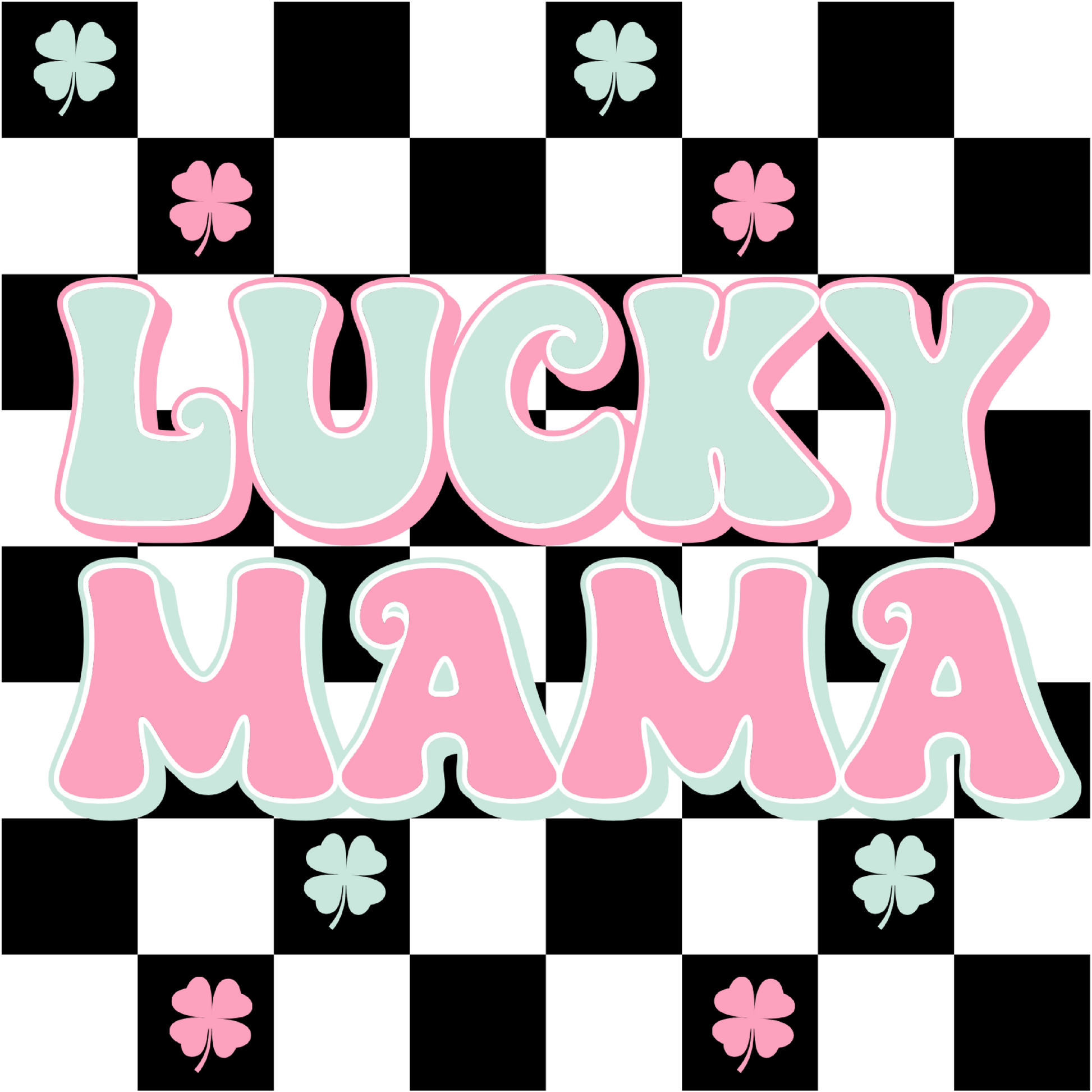 Lucky Mama Pastel Checkered - DTF Transfer - SnappyDTF.com