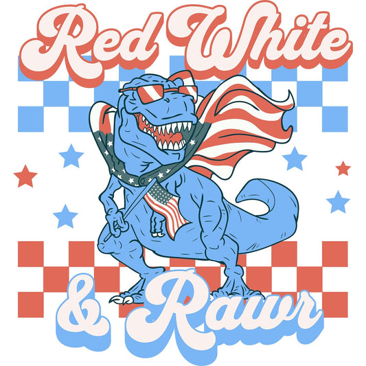 Red White and Rawr Checkered - DTF Transfer - SnappyDTF.com