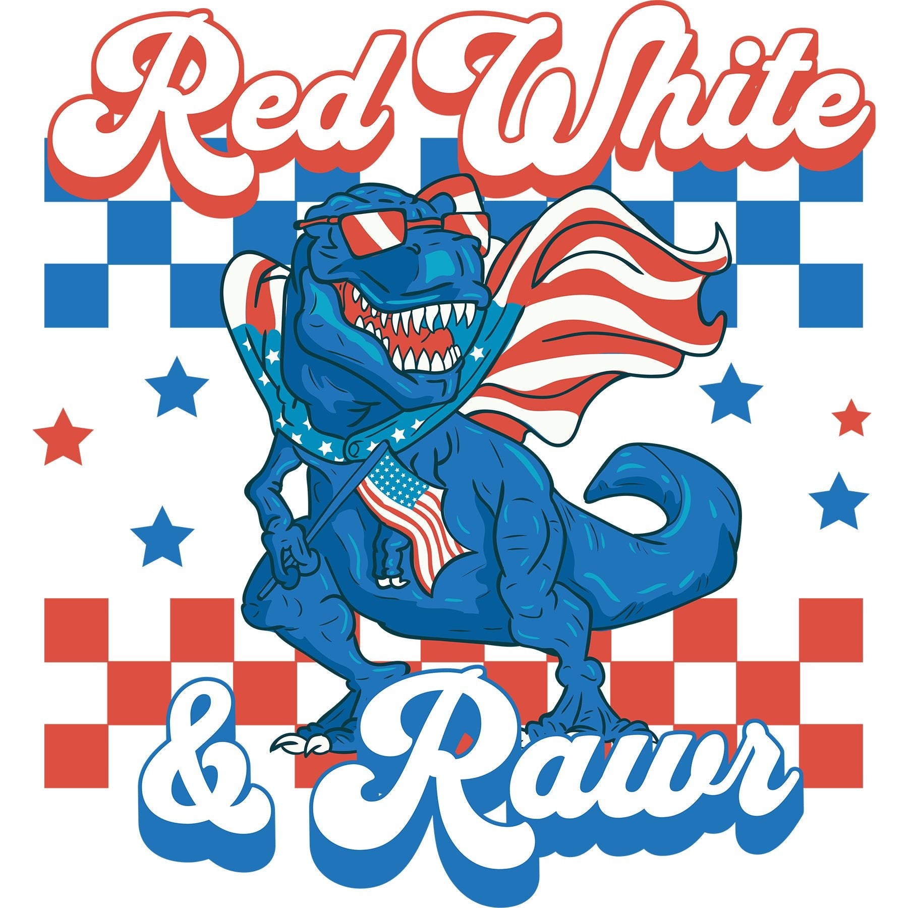 Red White and Rawr - DTF Transfer - SnappyDTF.com