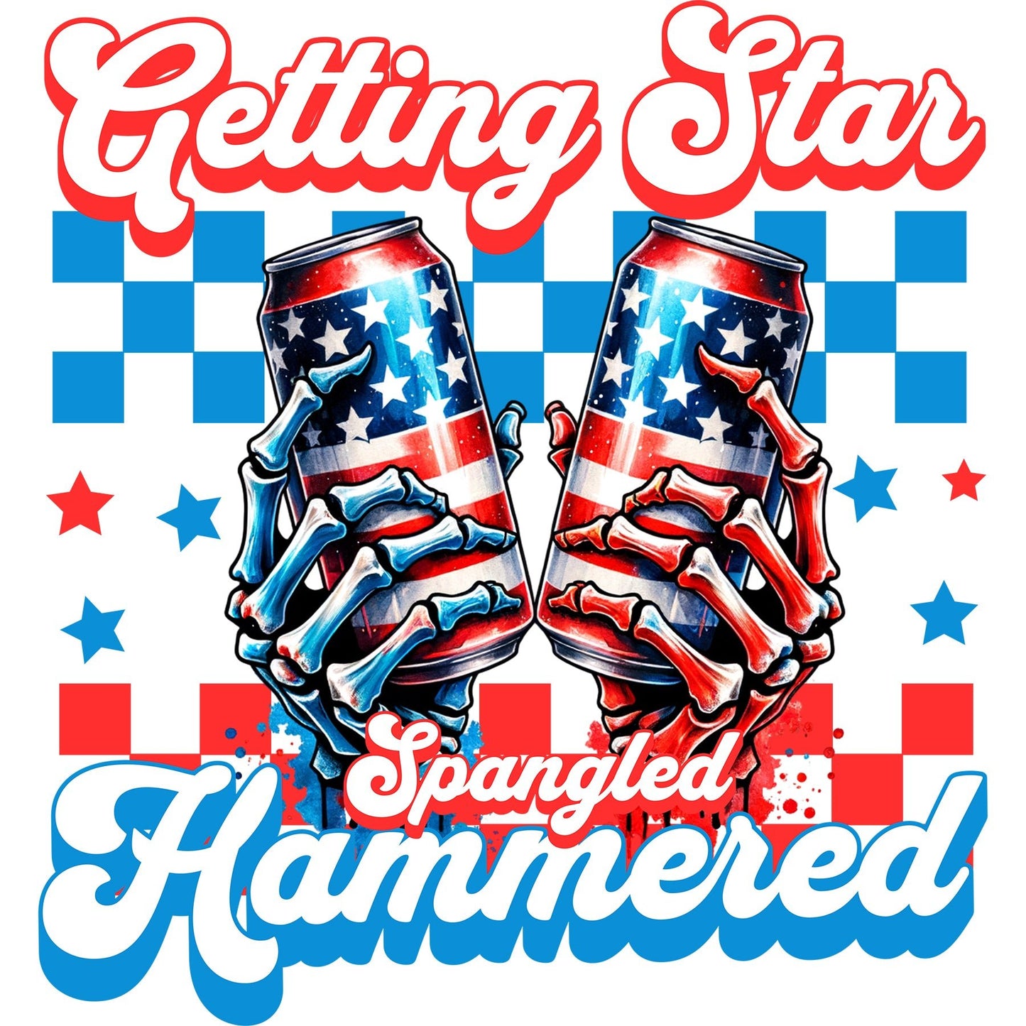 Star Spangled Hammered Skeleton - DTF Transfer - SnappyDTF.com